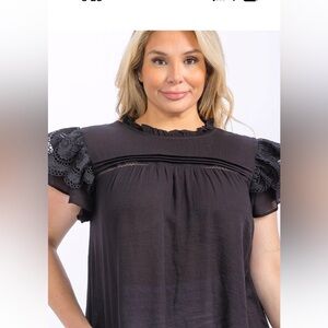 Chic Black Ruffle Sleeve Women's Blouse